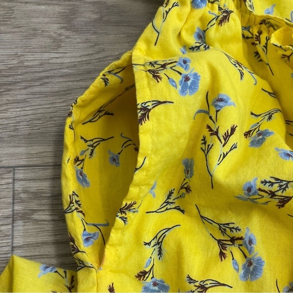 Happy X Nature Yellow Meadow Ditzy Floral Ruffle Sleeve Tiered Prairie Dress - Picture 13 of 16